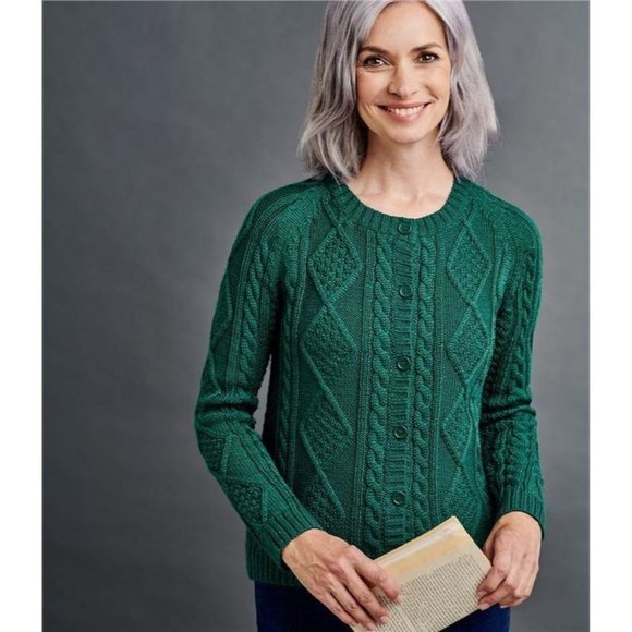 Woolovers Eden Cable Button Cardigan Medium - Picture 1 of 7